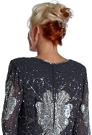 Floral Hand Beaded Formal Dress — back