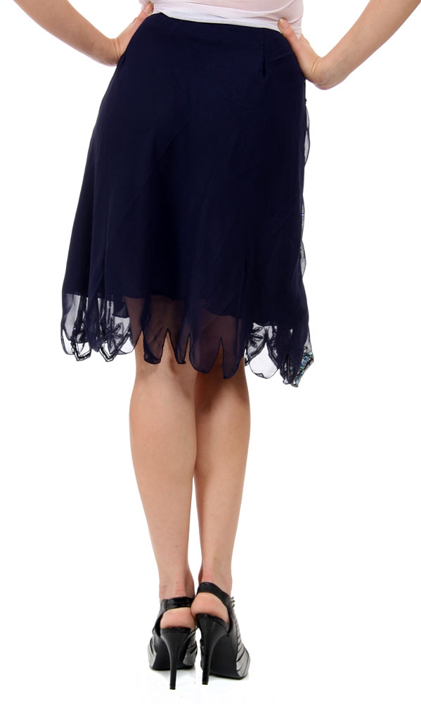 Bead Embellished Knee Length Skirt  — back
