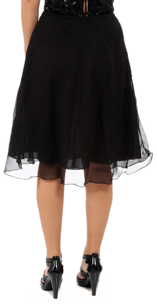 Bead Embellished Knee Length Skirt  — back