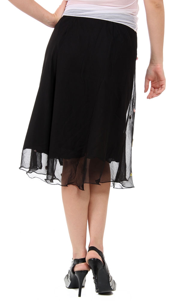 Embellished Circles Knee Length Skirt — back