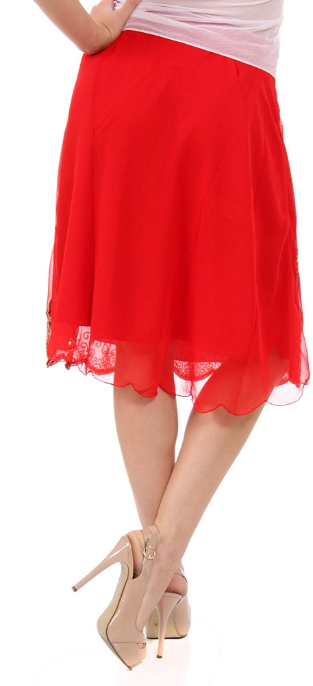 Bead Embellished Knee Length Skirt  — back