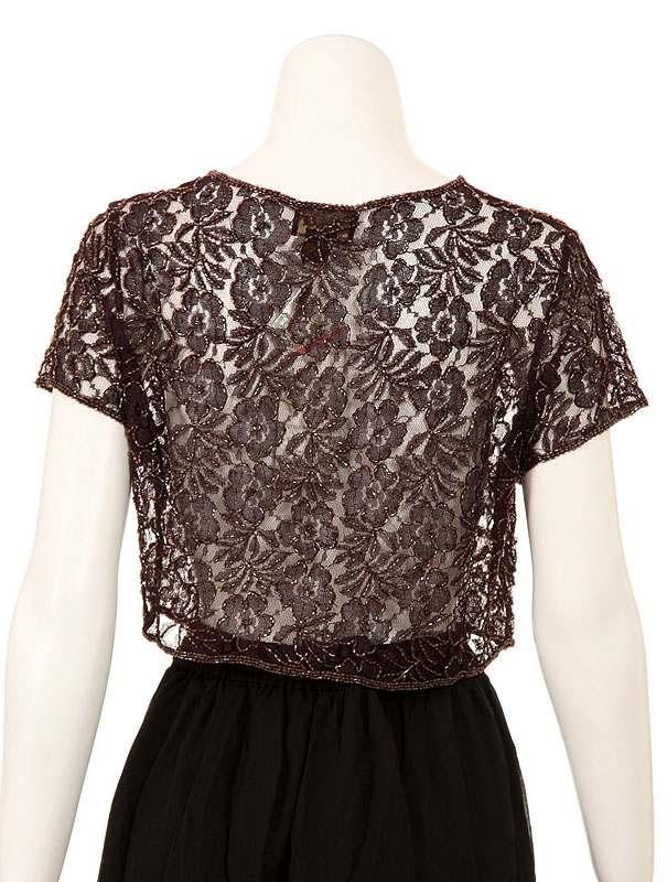 Hand Beaded Net Floral Jacket — back