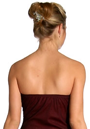 Strapless Ruched Medium Length Mesh Formal Dress — back in Black/Burgundy