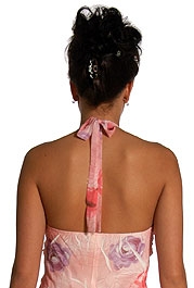 Halter Printed Bustier Long Evening Dress — back