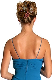 V Strapped Formal Prom Dress with Trailing Ruffles — back