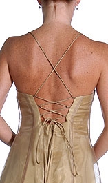 Criss Crossed Rhinestone Organza Formal Dress — back