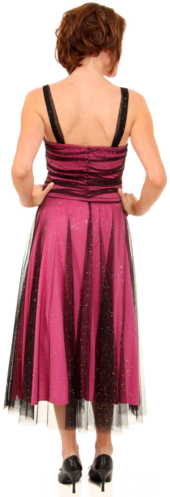 Shirred WaistlineTea Length Cocktail Prom Dress  — back