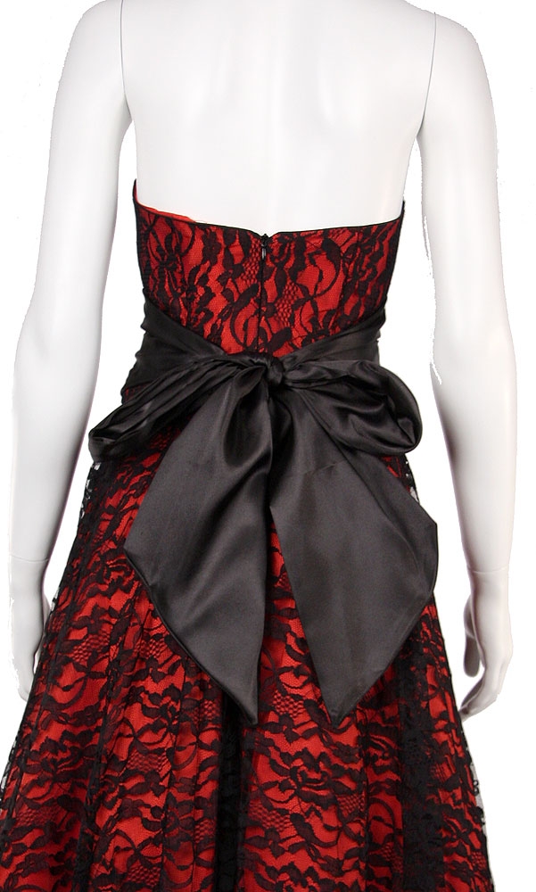 Classic Floral Print Lace Formal Dress — back