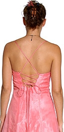 Criss Crossed Beaded Organza Evening Dress — back