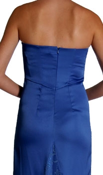 Off Shouldered Beaded Satin Dress with Tail — back