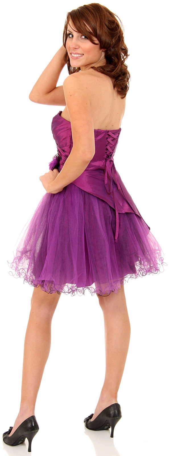 Strapless Short Homecoming Party Dress with Pleating — back