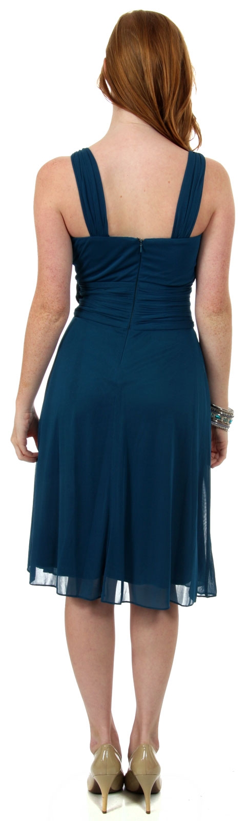 Tea Length Cocktail Dress with Floral Detail — back
