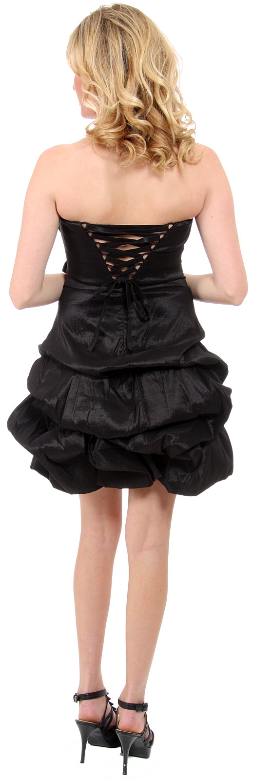 Strapless Bubble Prom Dress with Floral Details — back