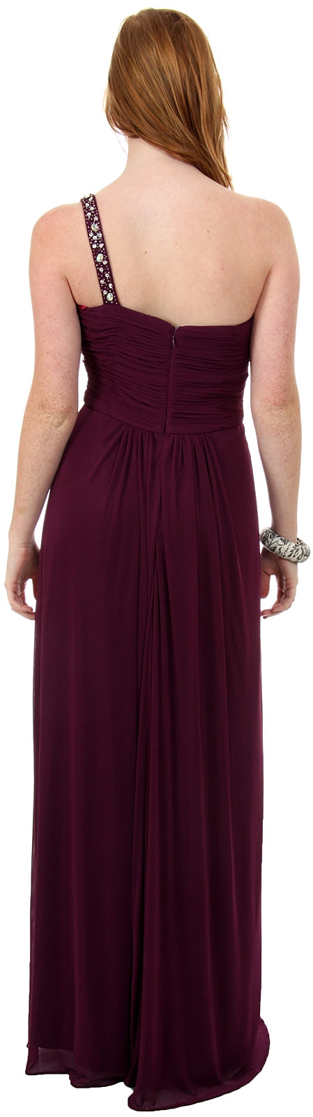 Greco Roman Formal Prom Dress with Bead Accents — back