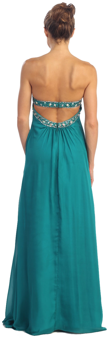 Strapless Floor length Empire Cut Formal Prom Dress — back