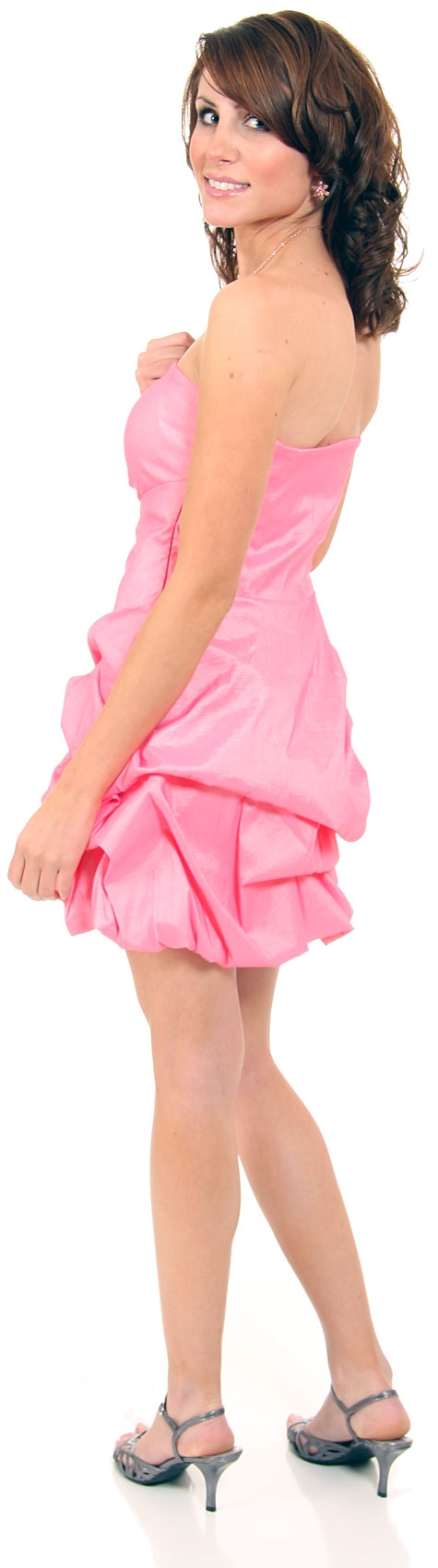 Short Strapless Party Prom Dress with Flower Applique — back