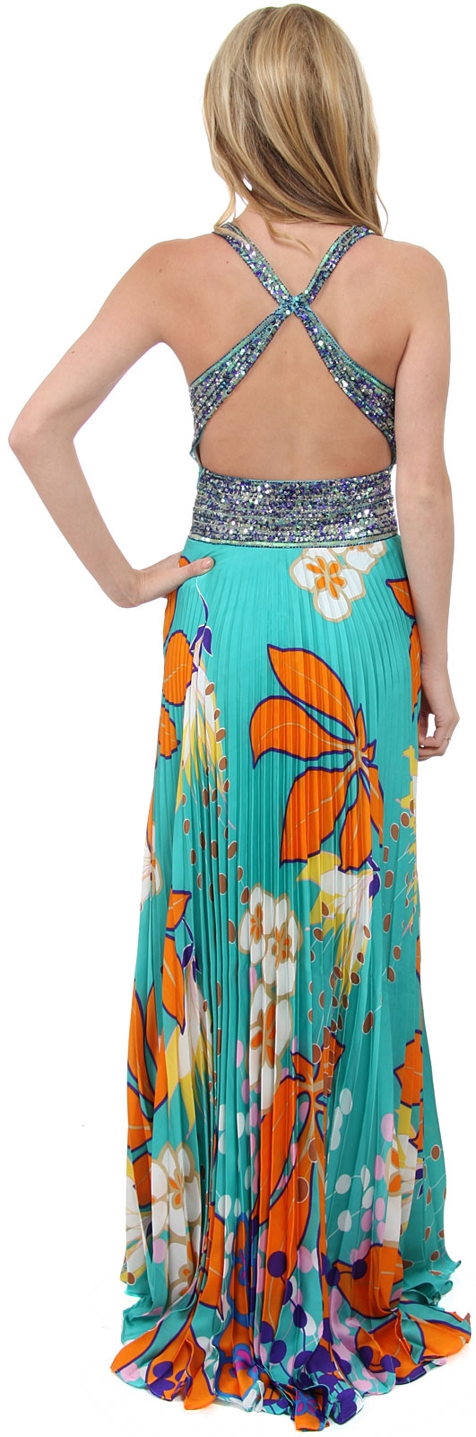 Tropical Elegance Long Formal Dress — back