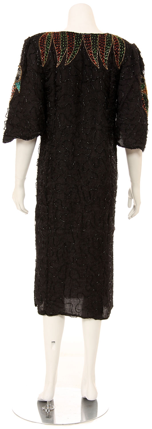 Marvelous V-Neck Short Sleeved Sequin Gown — back