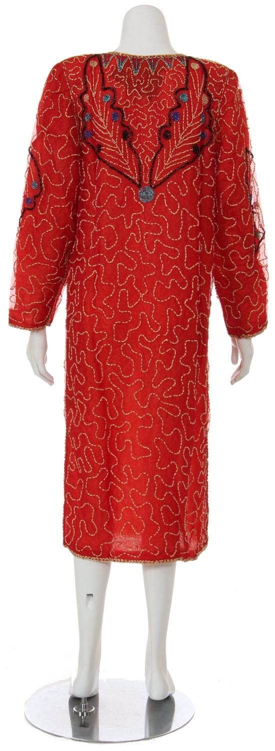 Butterfly Design Tea Length Gown — back