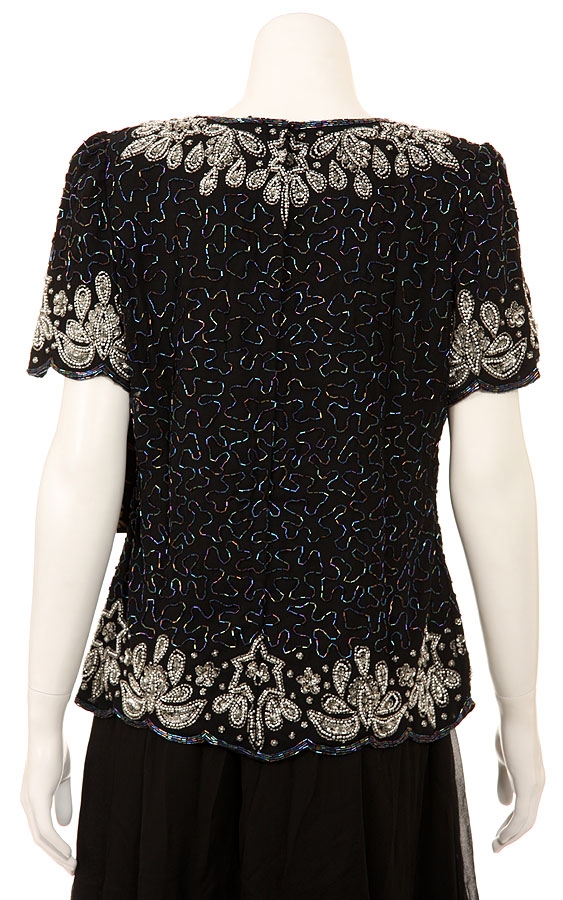 Hand Beaded Asymmetrical Formal Blouse — back
