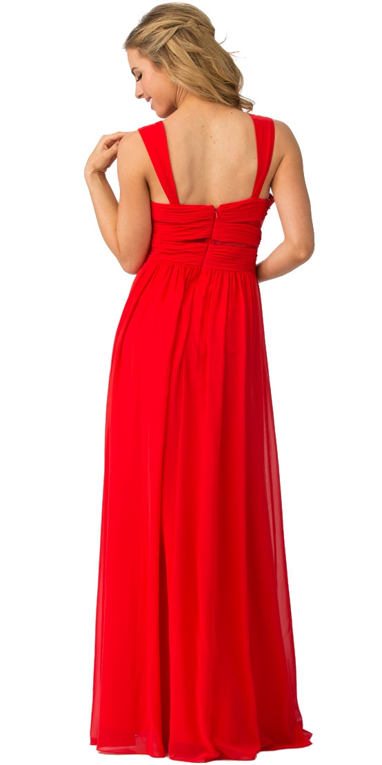 Sweetheart Neck Pleated Bust Long Bridesmaid Dress — back