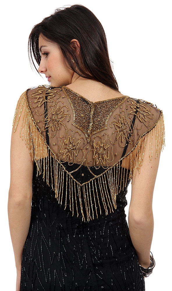 Black Beaded Collar Scarf — back
