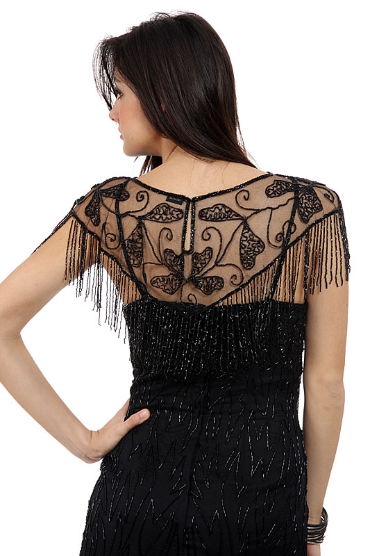 Butterfly Design Beaded Collar Scarf — back