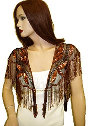 Sequin Beaded Collar Scarf (Black/Copper) — back