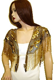 Sequin Beaded Collar Scarf (Black/Gold) — back
