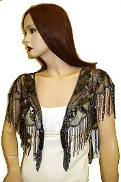 Sequin Beaded Collar Scarf (Black/Multi) — back