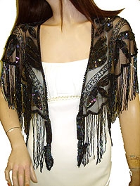 Sequin Beaded Collar Scarf (Black/Silver) — back