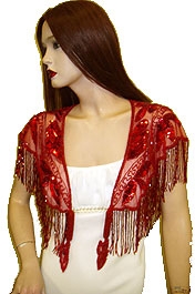 Sequin Beaded Collar Scarf (Red/Red) — back
