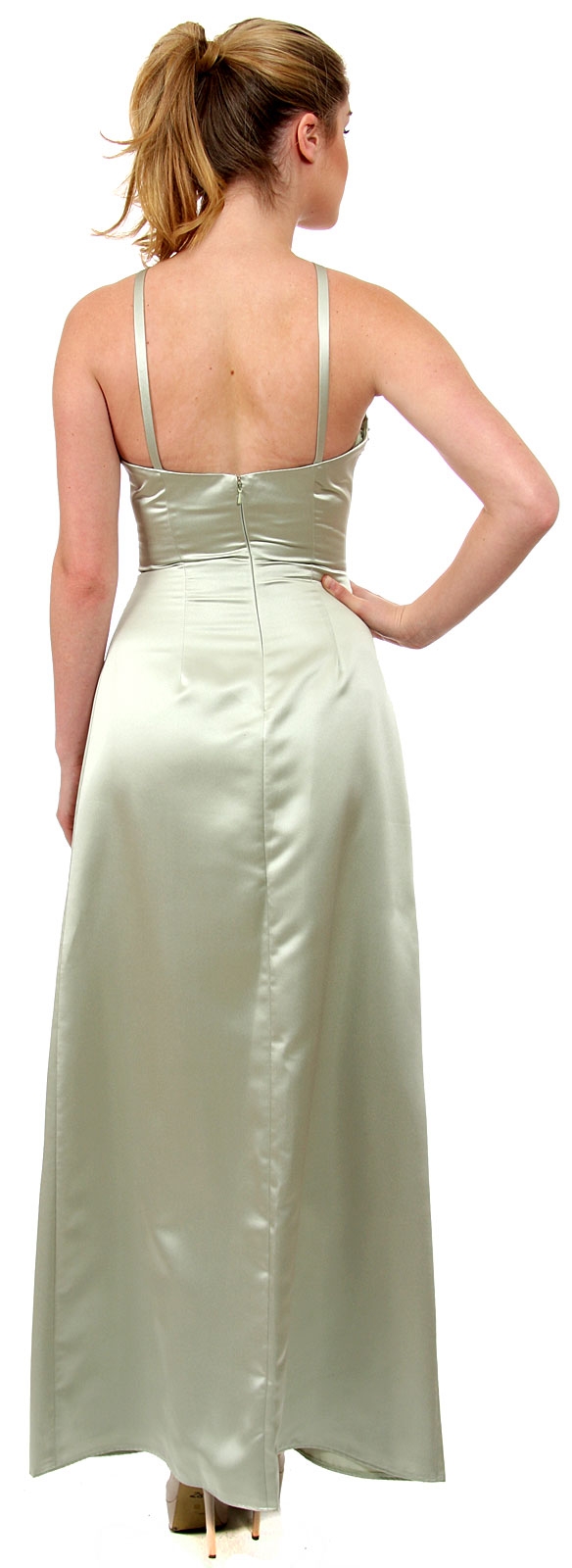 Crossed Front Beaded Evening Dress — back