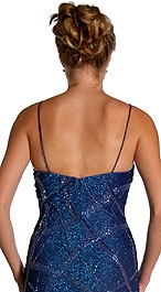 Metallic Poly Net Beaded Formal Dress — back