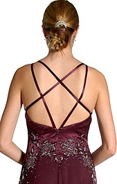 Criss Crossed Beaded Full Length Evening Dress — back