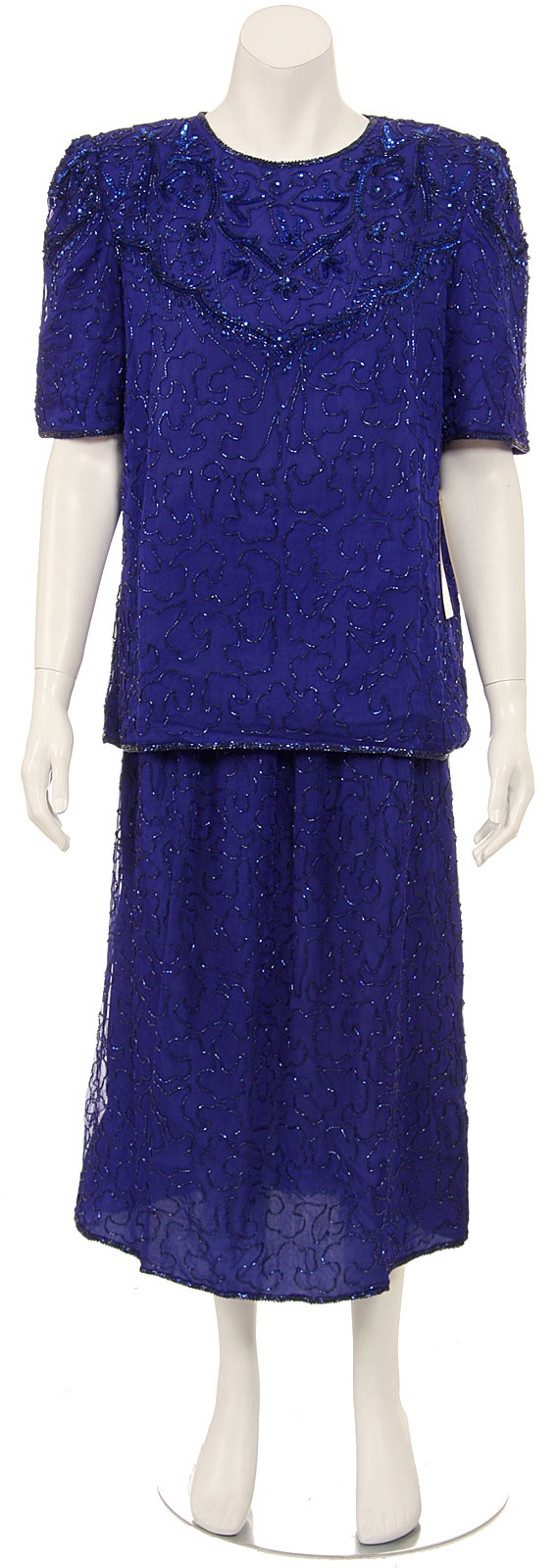 Two Piece Fully Sequined Blouse and Skirt Set 