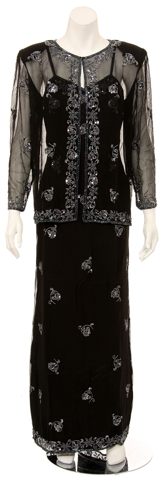 Two Piece Full Length Spaghetti Evening Gown and Jacket