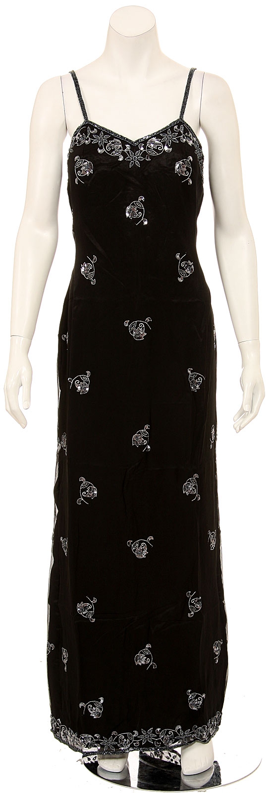 Two Piece Full Length Spaghetti Evening Gown and Jacket — without Jacket