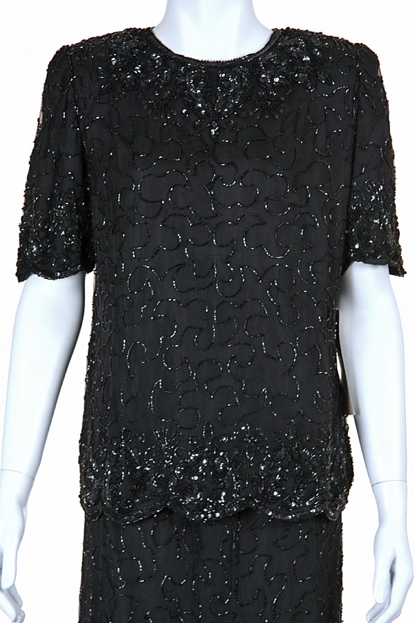 Two Piece Hand Beaded Dress Set — in closeup