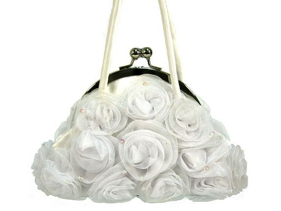 Rose Flower Evening Bag Clasp Style — in White