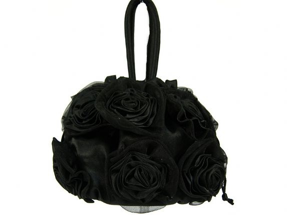 Rose Flower Evening Bag — in Black