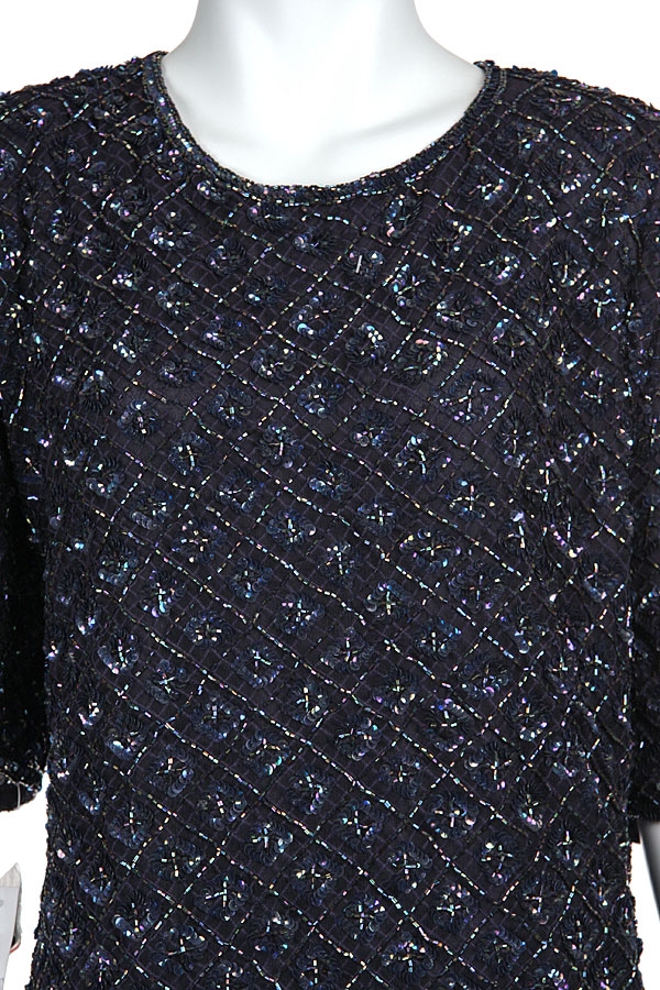 Checker Sequins One Piece Formal Evening Dress — in closeup