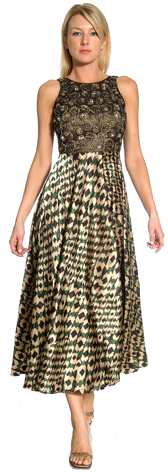Formal Dress with Free Flowing Checkered Skirt — in alternative view
