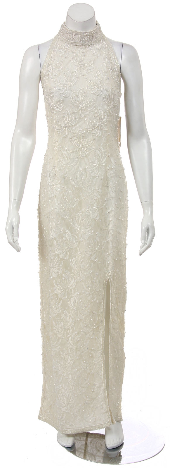 Rayon Lace Turtle Neck Formal Dress