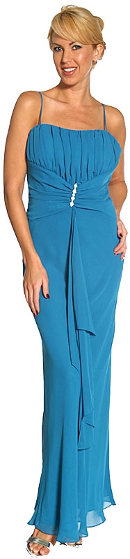 Broach Accent Long Formal Prom Dress