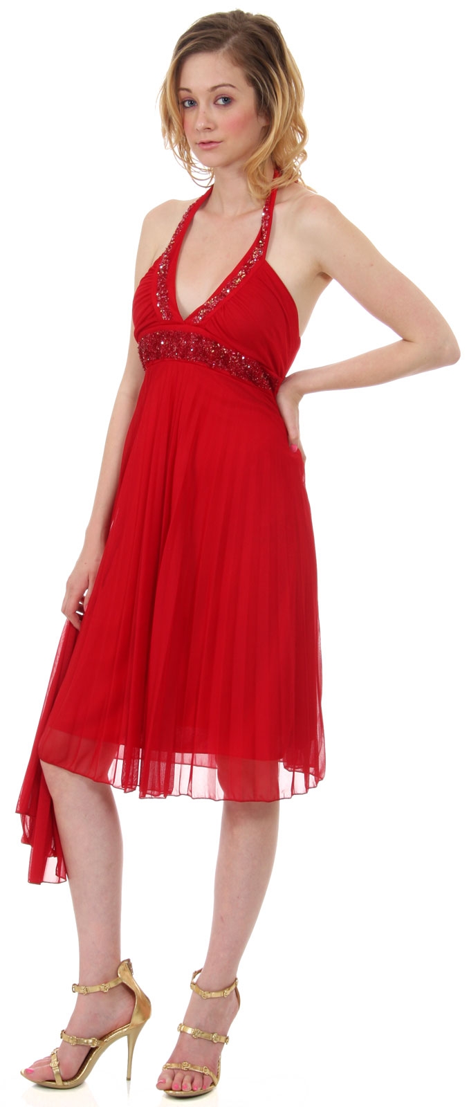 Halter Neck Empire Cut Formal Dress