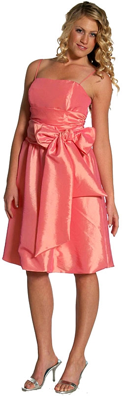 Spaghetti Strapped Short Bow Cocktail Dress