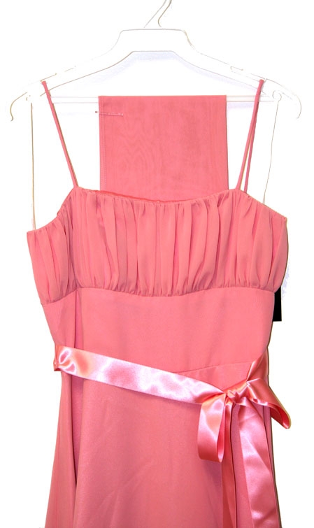 Tea Length Ribbon Party Dress — in Coral color
