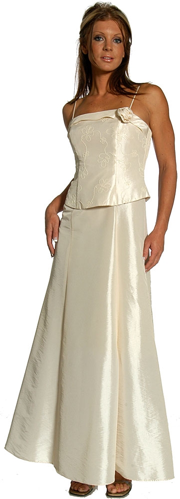 Full Length Satin Flower Formal Dress