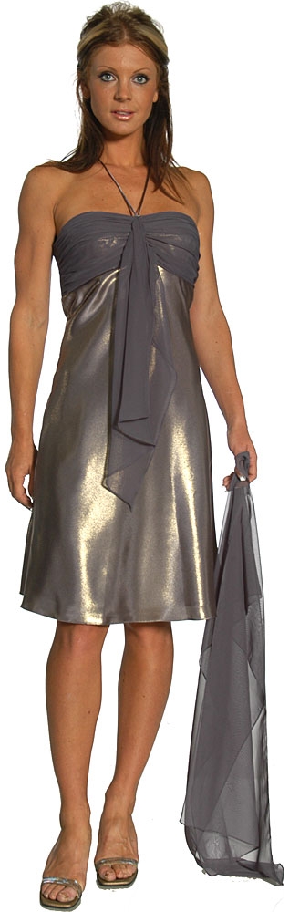 Empire Cut Front Sash V Neck Pary Dress